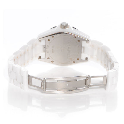 Chanel Stainless Steel Ceramic Diamond 33mm J12 Quartz Watch White 4 of 5