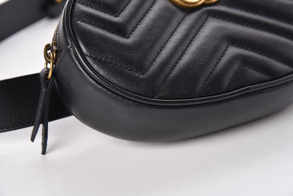 Gucci Calfskin Matelasse GG Marmont Belt Bag 85 34 Black 8 of 10