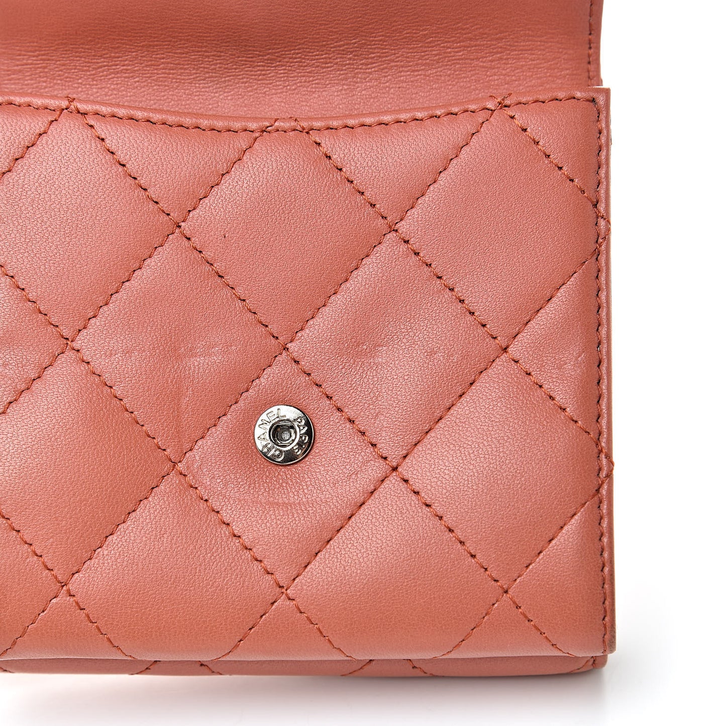 Lambskin Quilted Compact Flap Wallet Red
