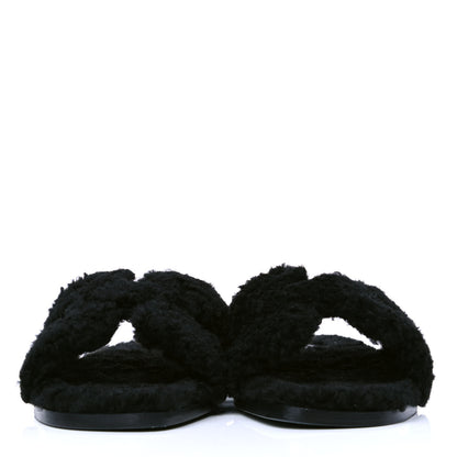 Hermes Woolskin Oran Sandals 36 Black 2 of 4