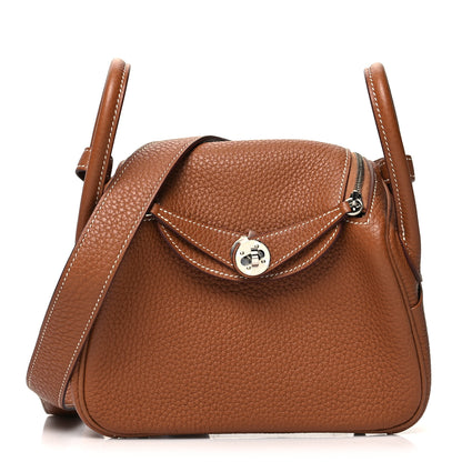 Hermes Taurillon Clemence Mini Lindy 20 Gold 1 of 13