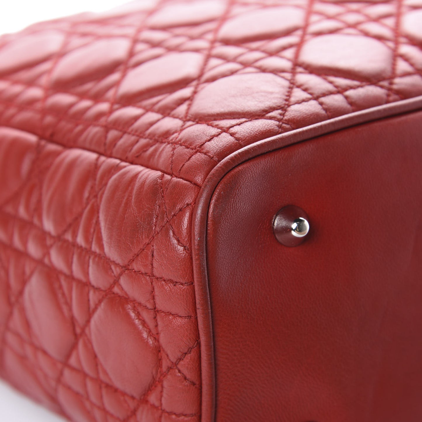 Lambskin Cannage Large Lady Dior Red