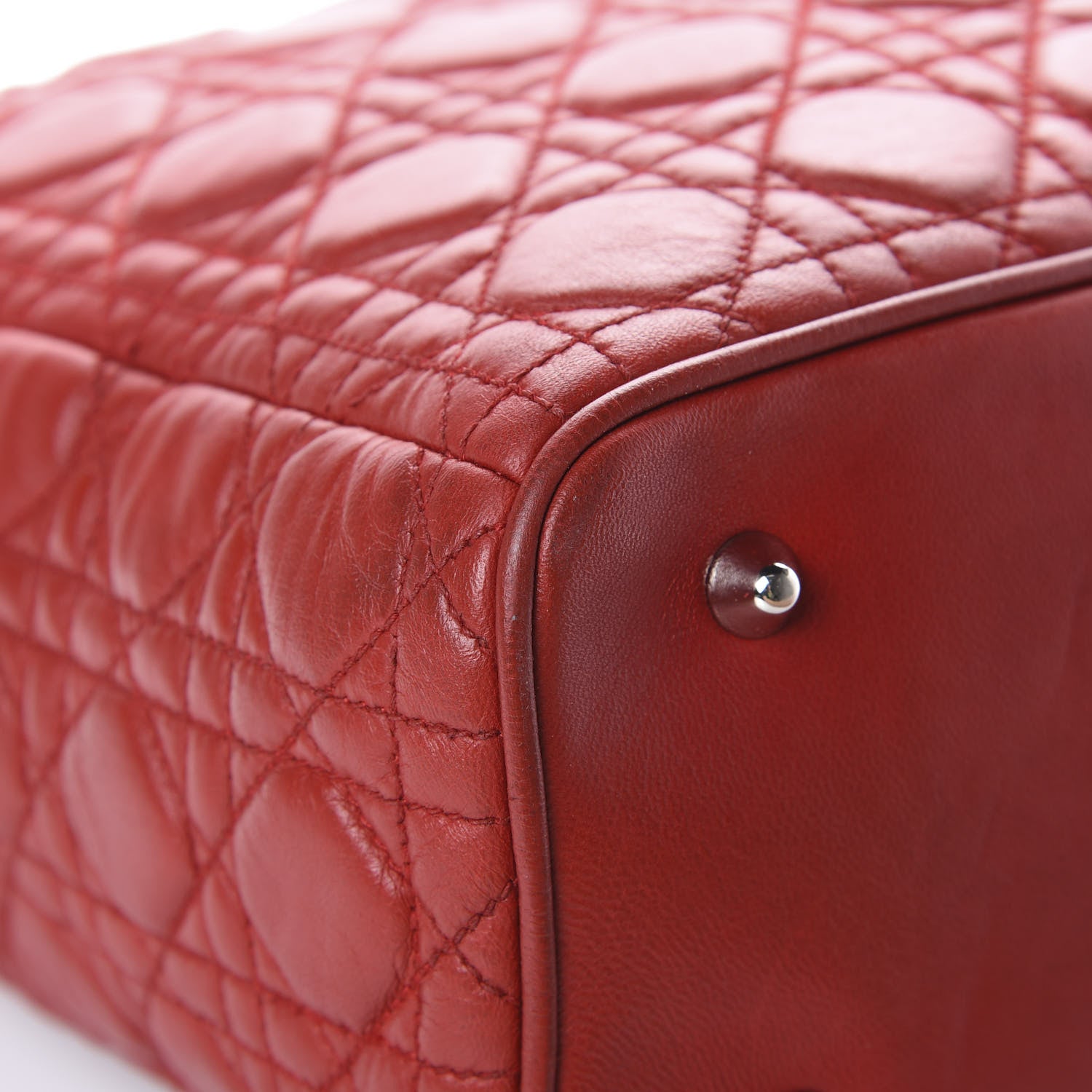 Christian Dior Lambskin Cannage Large Lady Dior Red 11 of 15