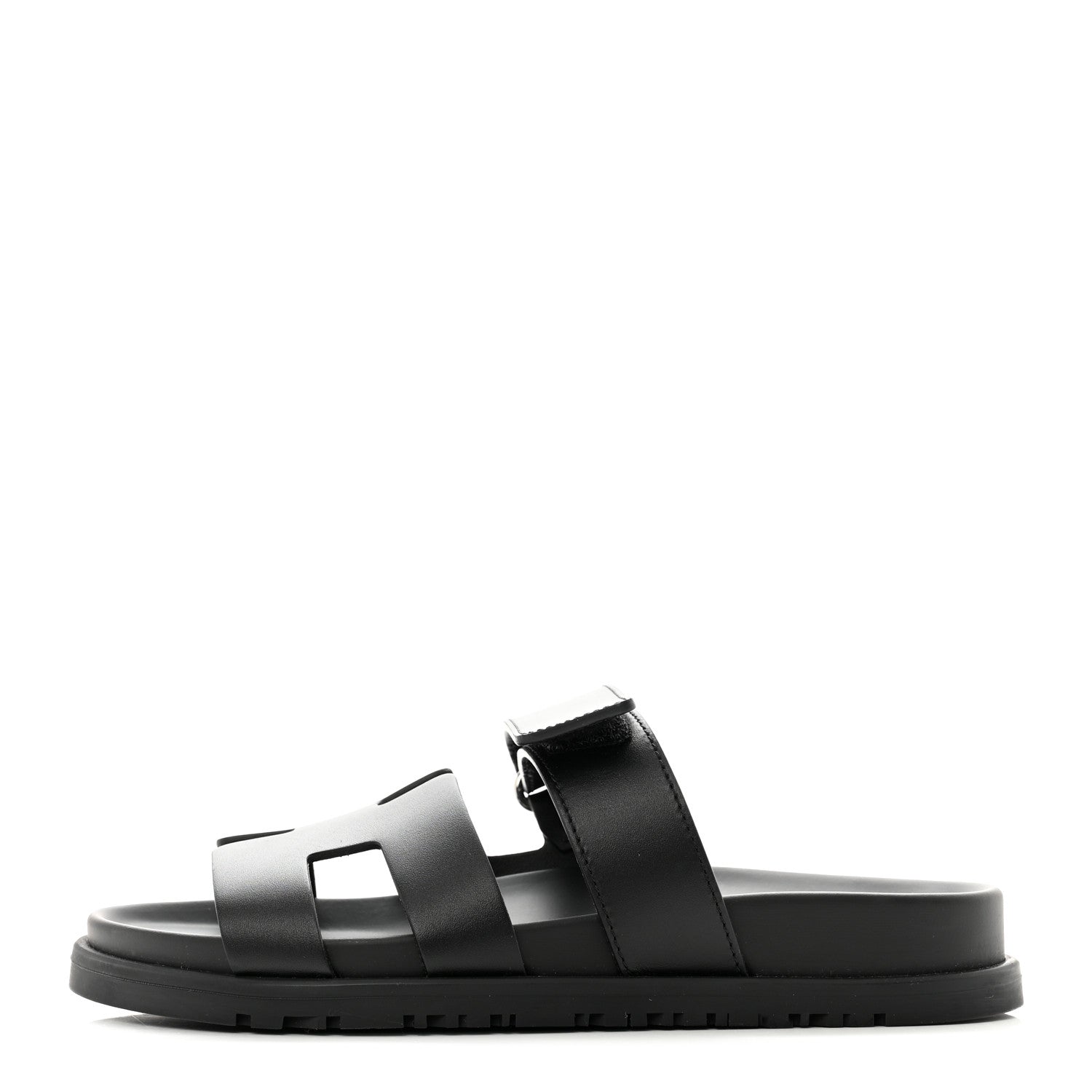 Hermes Calfskin Womens Chypre Sandals 35.5 Black 1 of 9