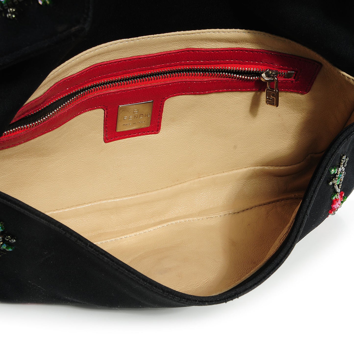 Canvas Lizard Beaded Baguette Black
