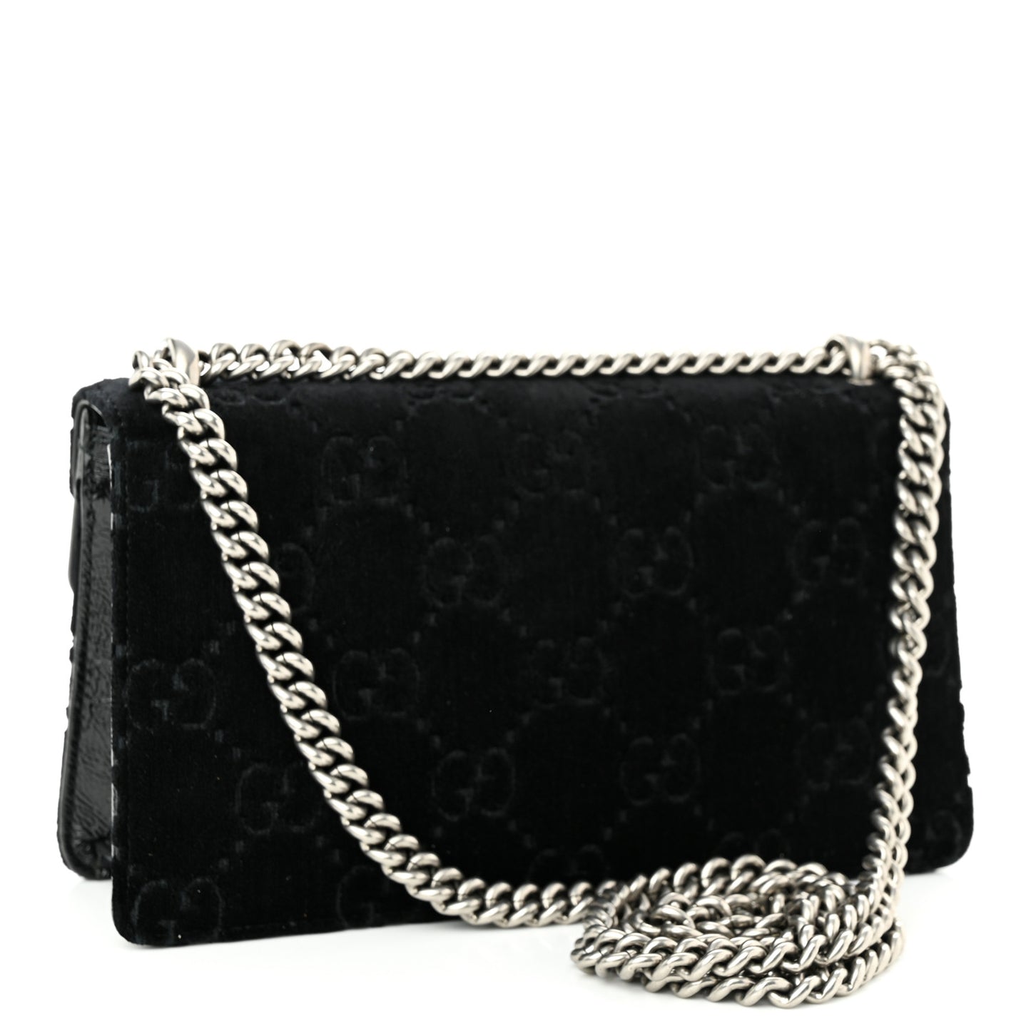 Velvet Skipper Crystal GG Monogram Small Dionysus Shoulder Bag Black Black Diamond
