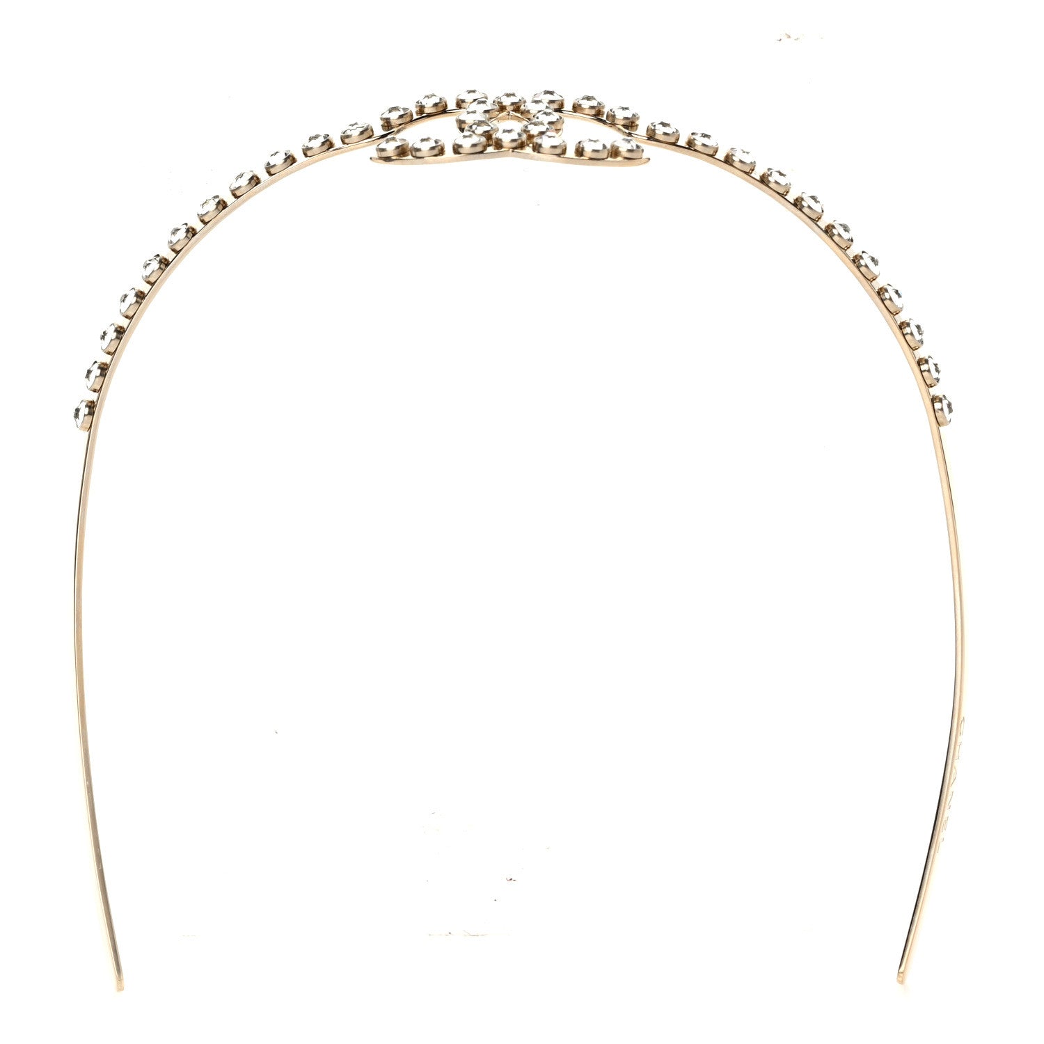 Chanel Metal Crystal CC Headband Light Gold 2 of 7