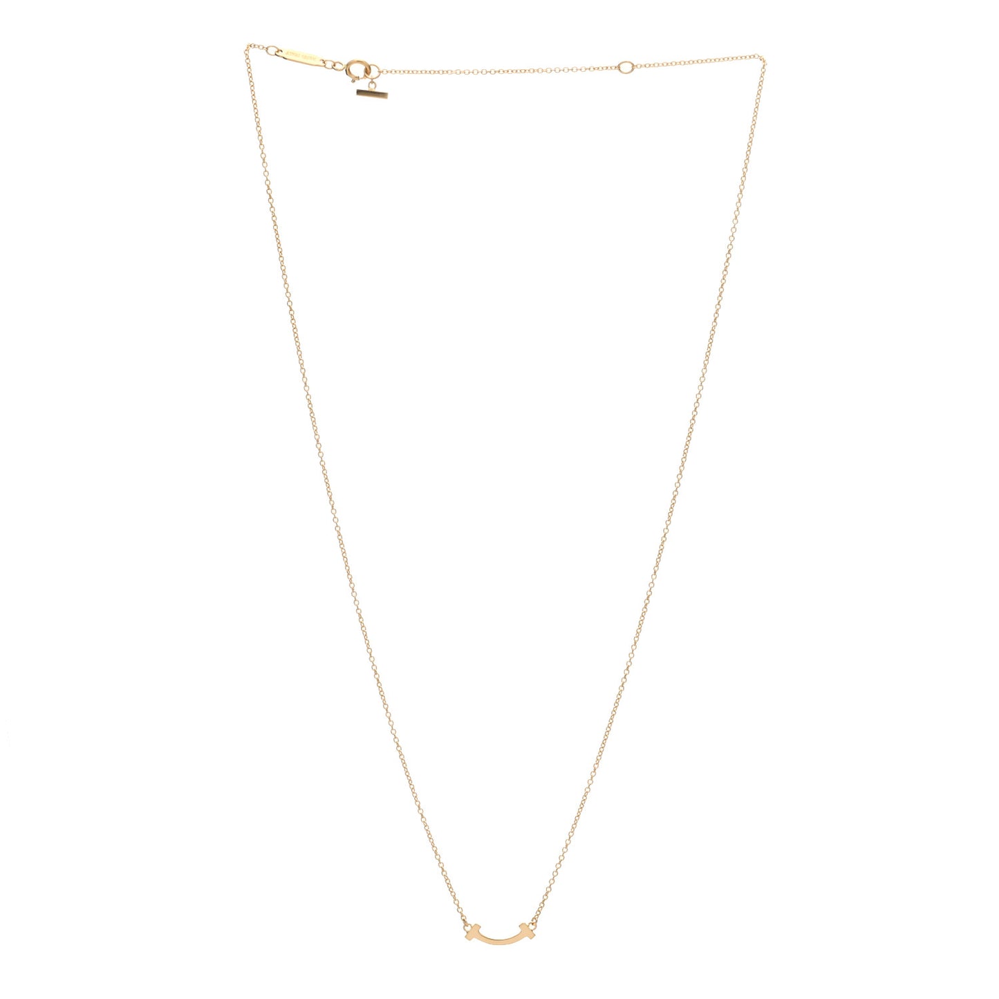 18K Rose Gold Mini T Smile Pendant Necklace