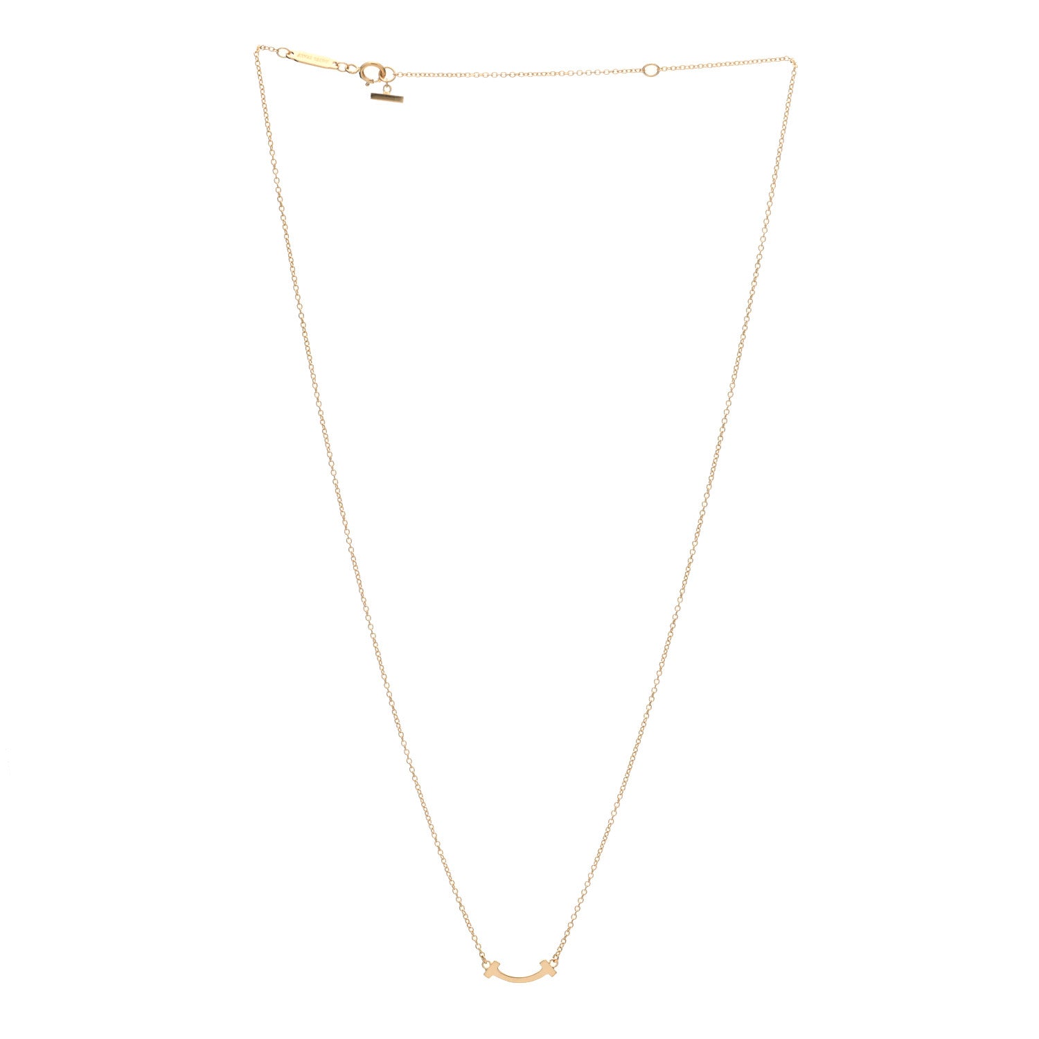 Tiffany 18K Rose Gold Mini T Smile Pendant Necklace 3 of 4