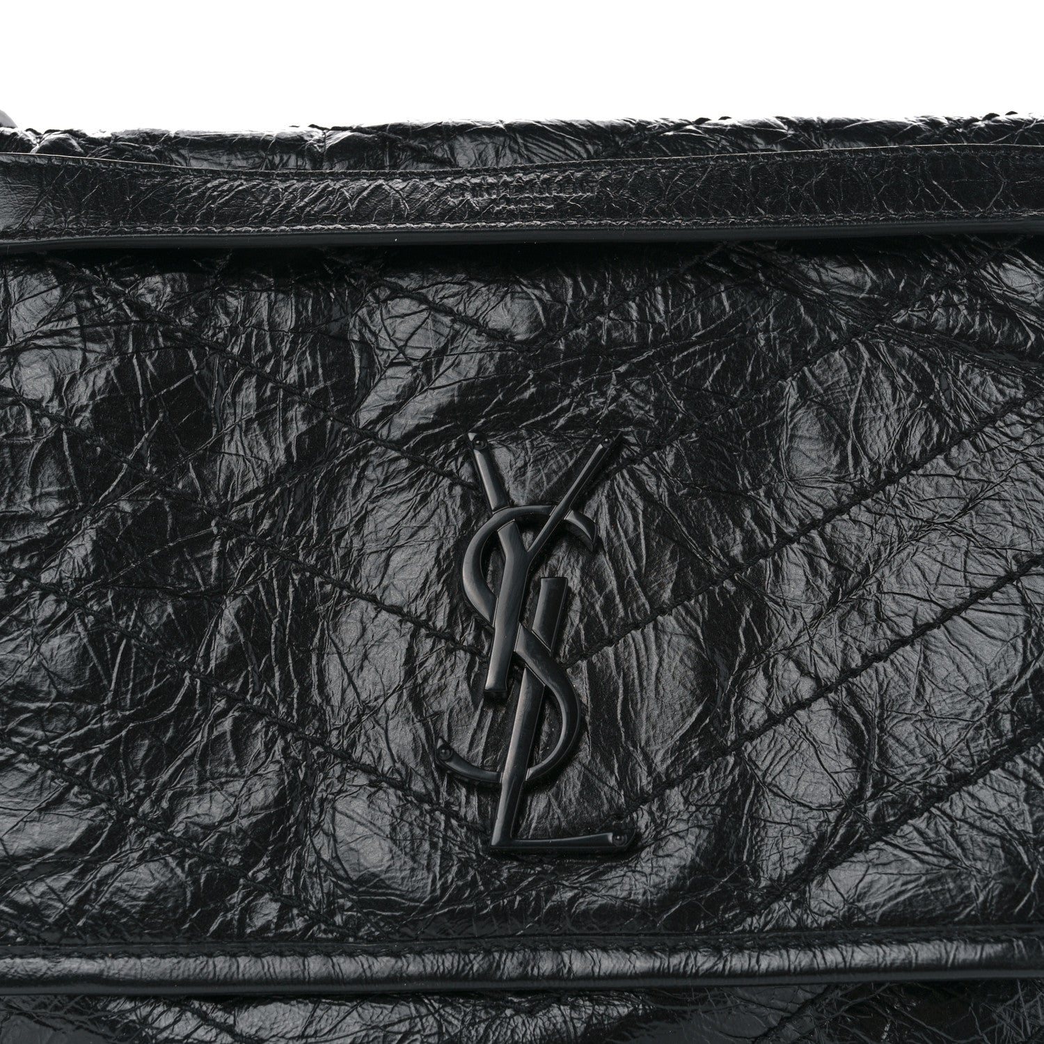 Saint Laurent Crinkled Calfskin Matelasse Monogram Medium Niki Chain Satchel Black 8 of 10
