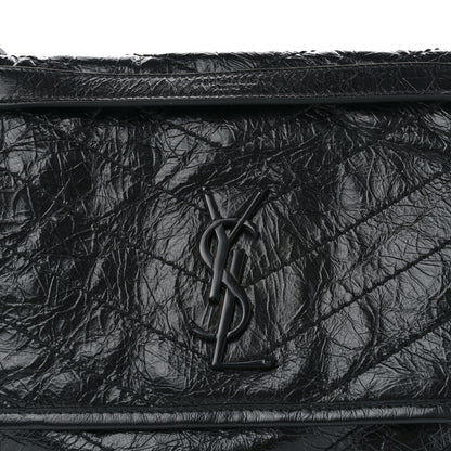 Saint Laurent Crinkled Calfskin Matelasse Monogram Medium Niki Chain Satchel Black 8 of 10