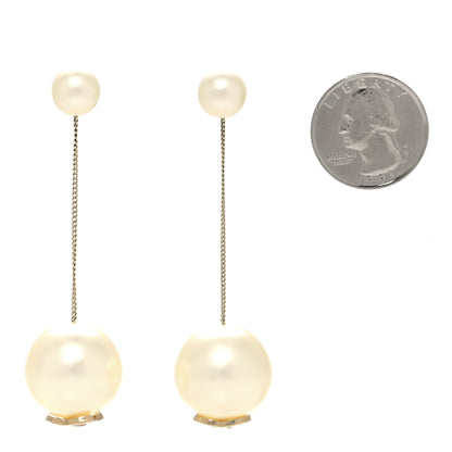 Chanel Pearl CC Chain Drop Earrings Gold 2 of 3
