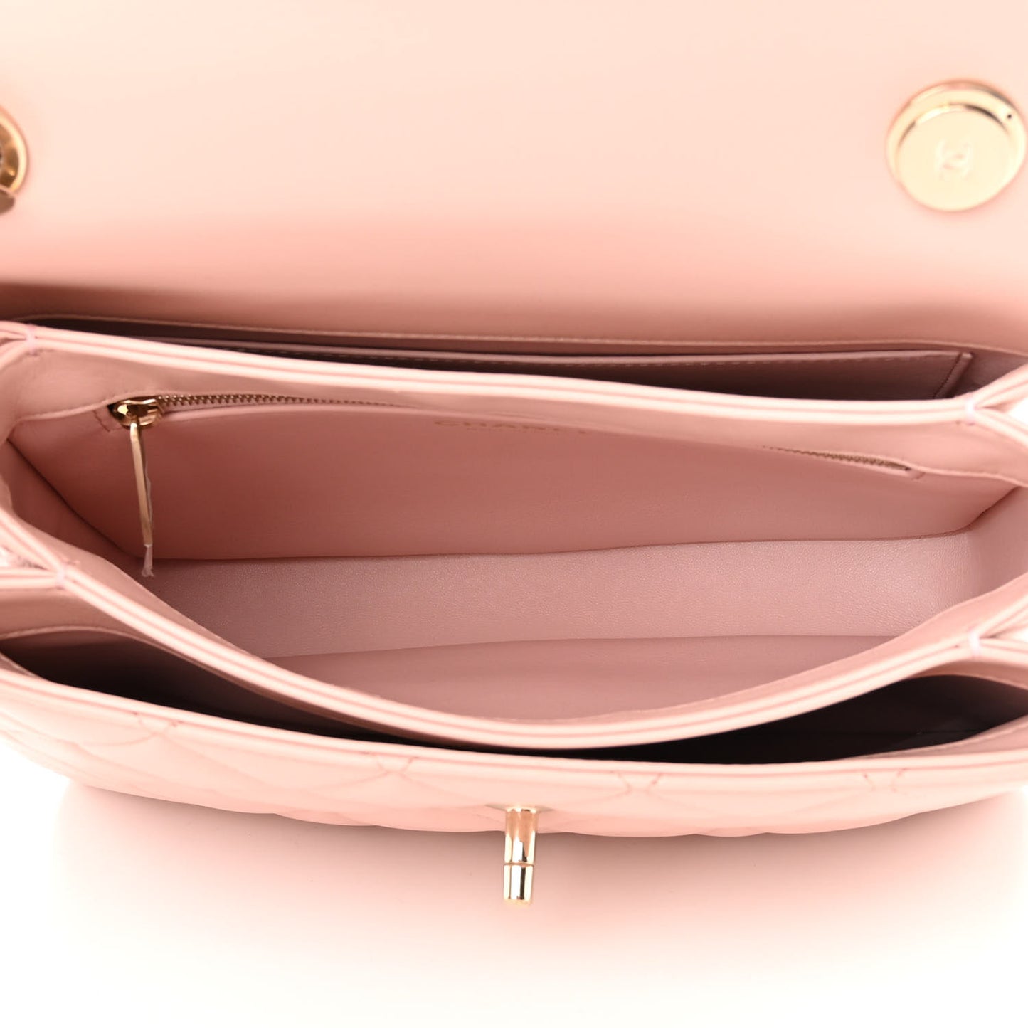 Lambskin Quilted Small Trendy Chain CC Flap Dual Handle Bag Light Pink