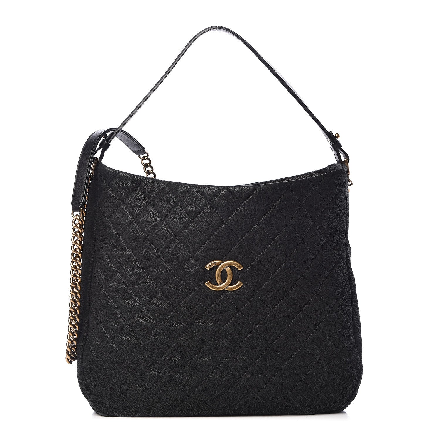 Chanel Iridescent Caviar Quilted Country Chic Hobo Black 1 of 11