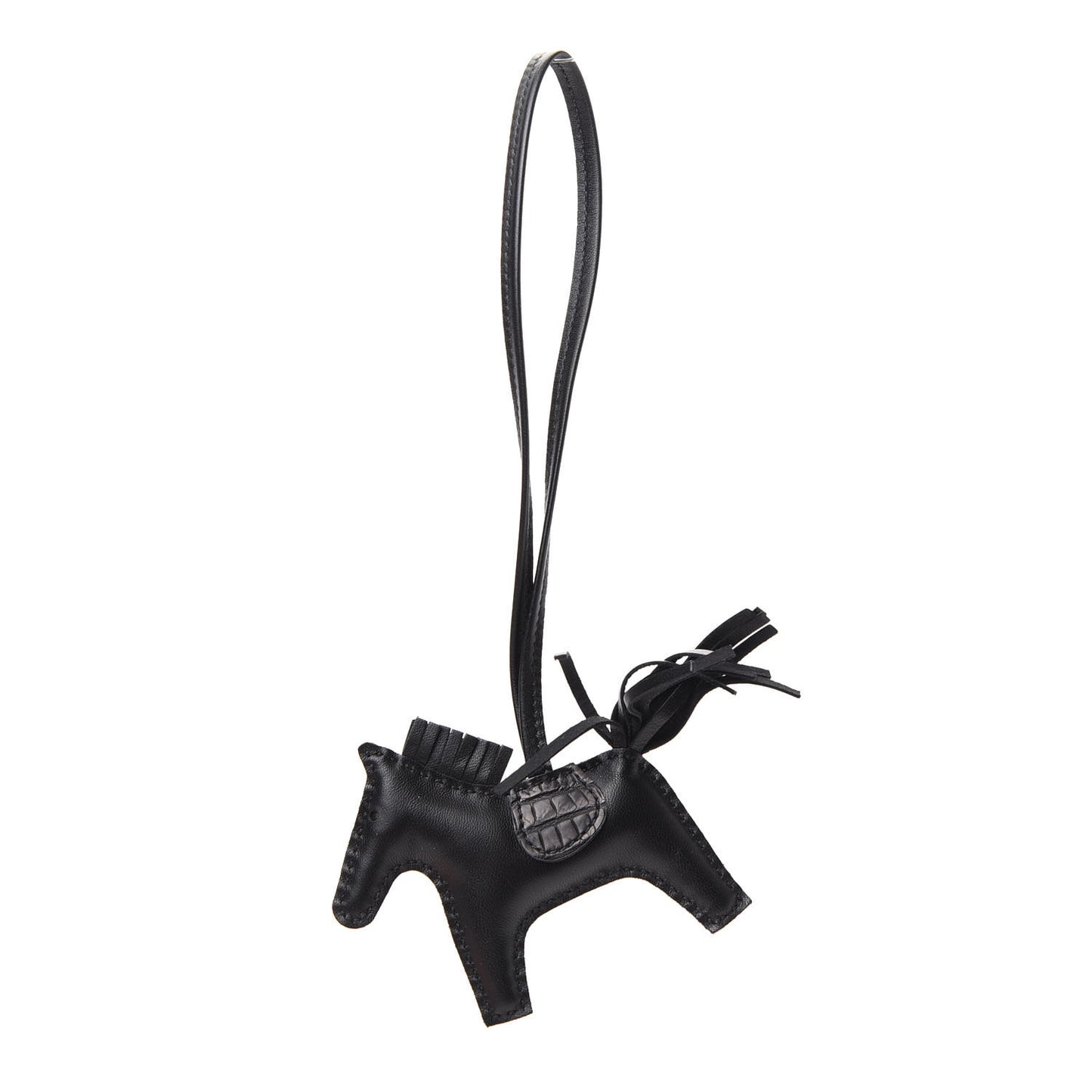 Milo Lambskin Matte Alligator Touch Grigri Rodeo Horse Bag Charm PM So Black