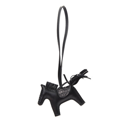 Hermes Milo Lambskin Matte Alligator Touch Grigri Rodeo Horse Bag Charm PM So Black 1 of 3
