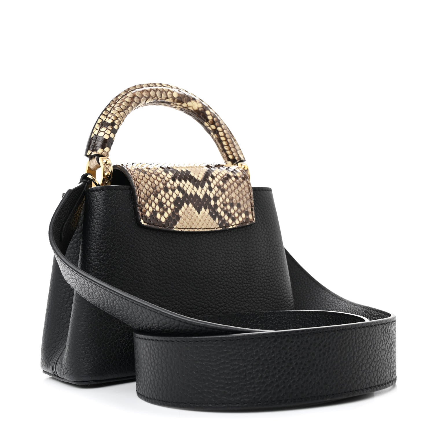 Louis Vuitton Taurillon Snakeskin Mini Capucines Black 3 of 13