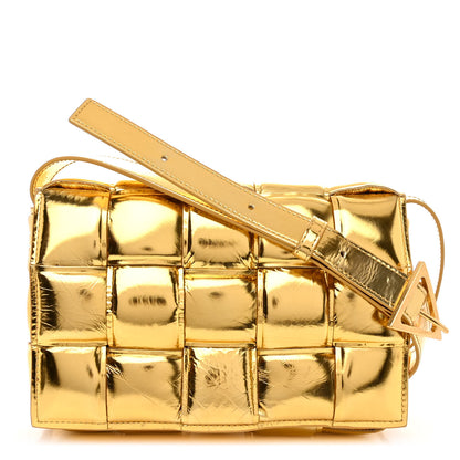 Bottega Veneta Mirror Lambskin Maxi Intreccio Padded Cassette Crossbody Bag Gold 1 of 10