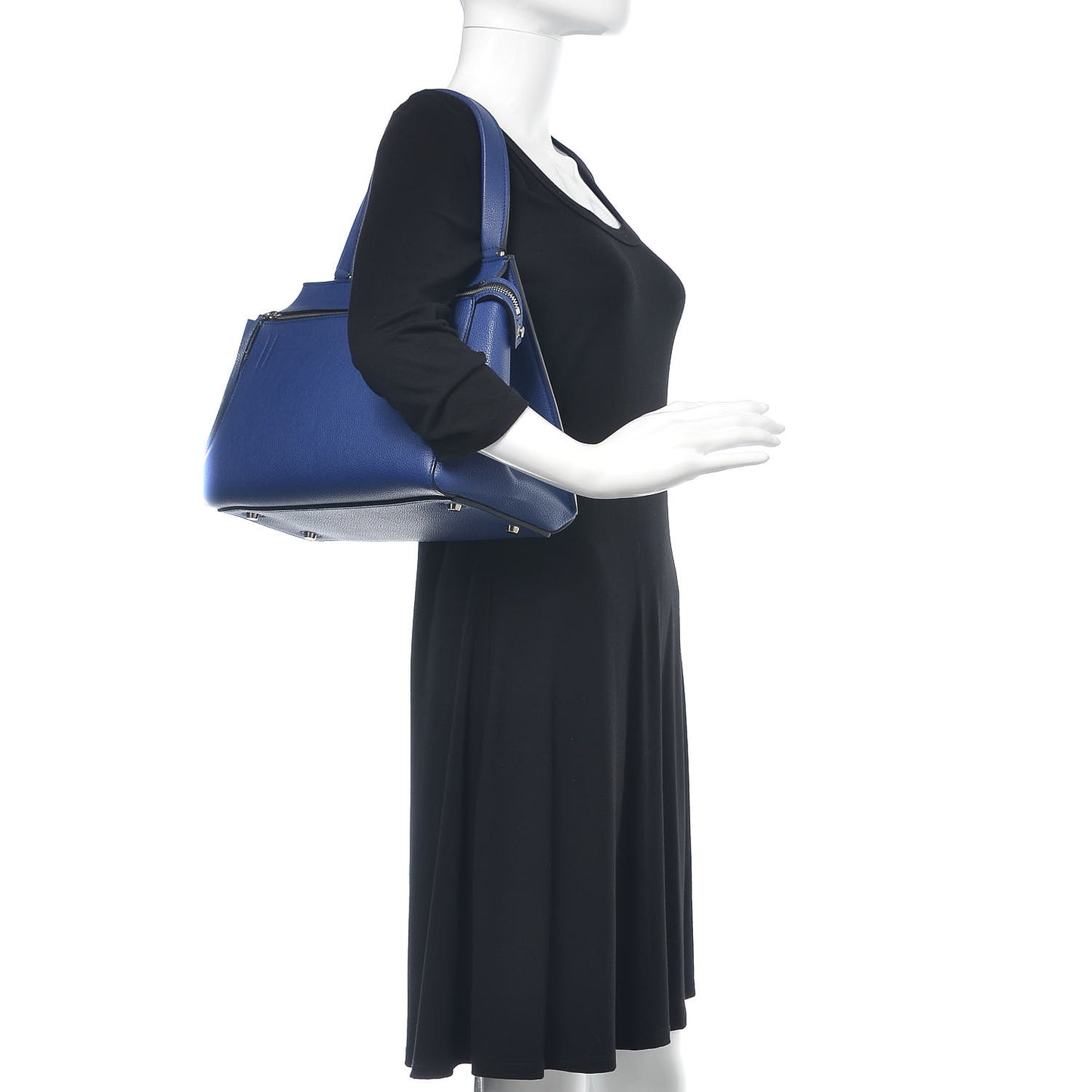 Drummed Calfskin Small Edge Shoulder Bag Indigo