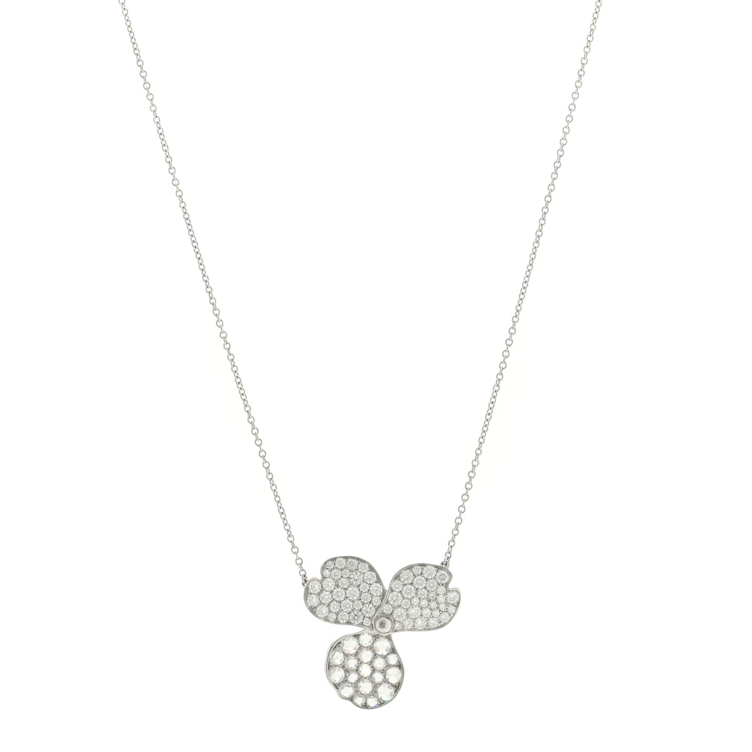 Tiffany Platinum Diamond Large Paper Flowers Pave Pendant Necklace 1 of 5