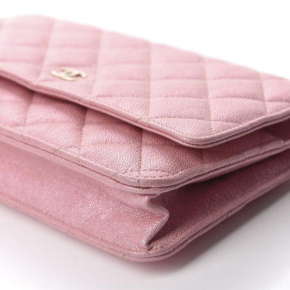 Chanel Iridescent Caviar Quilted Wallet on Chain WOC Rose Pink 7 of 12