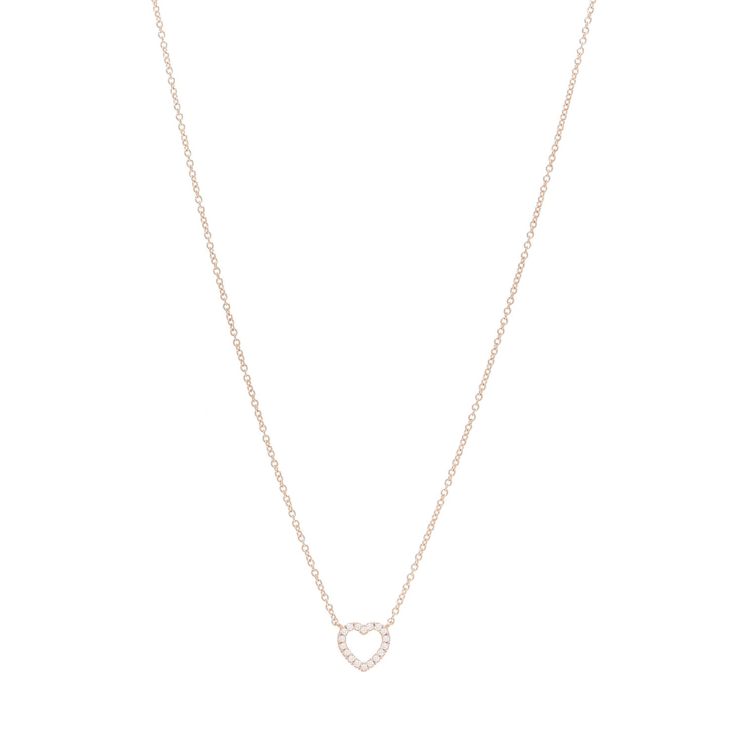 18K Rose Gold Diamond Metro Heart Pendant Necklace