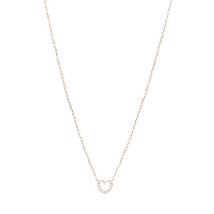 Tiffany 18K Rose Gold Diamond Metro Heart Pendant Necklace 1 of 6