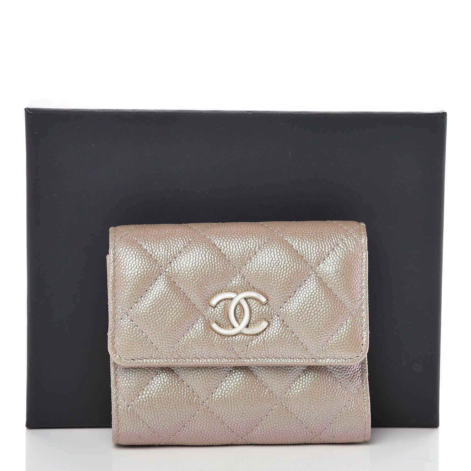 Chanel Iridescent Caviar Quilted Small Flap Wallet Beige 9 of 9