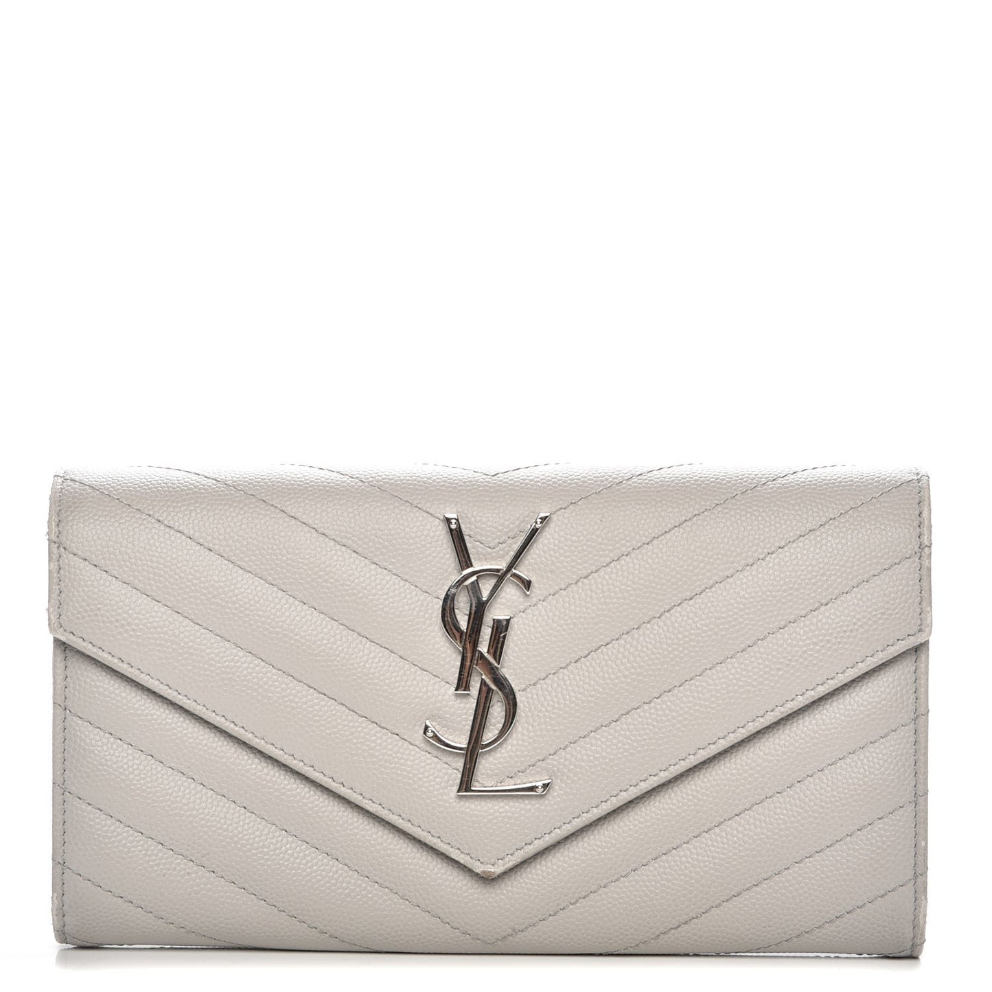 Grain De Poudre Matelasse Monogram Flap Wallet Light Grey