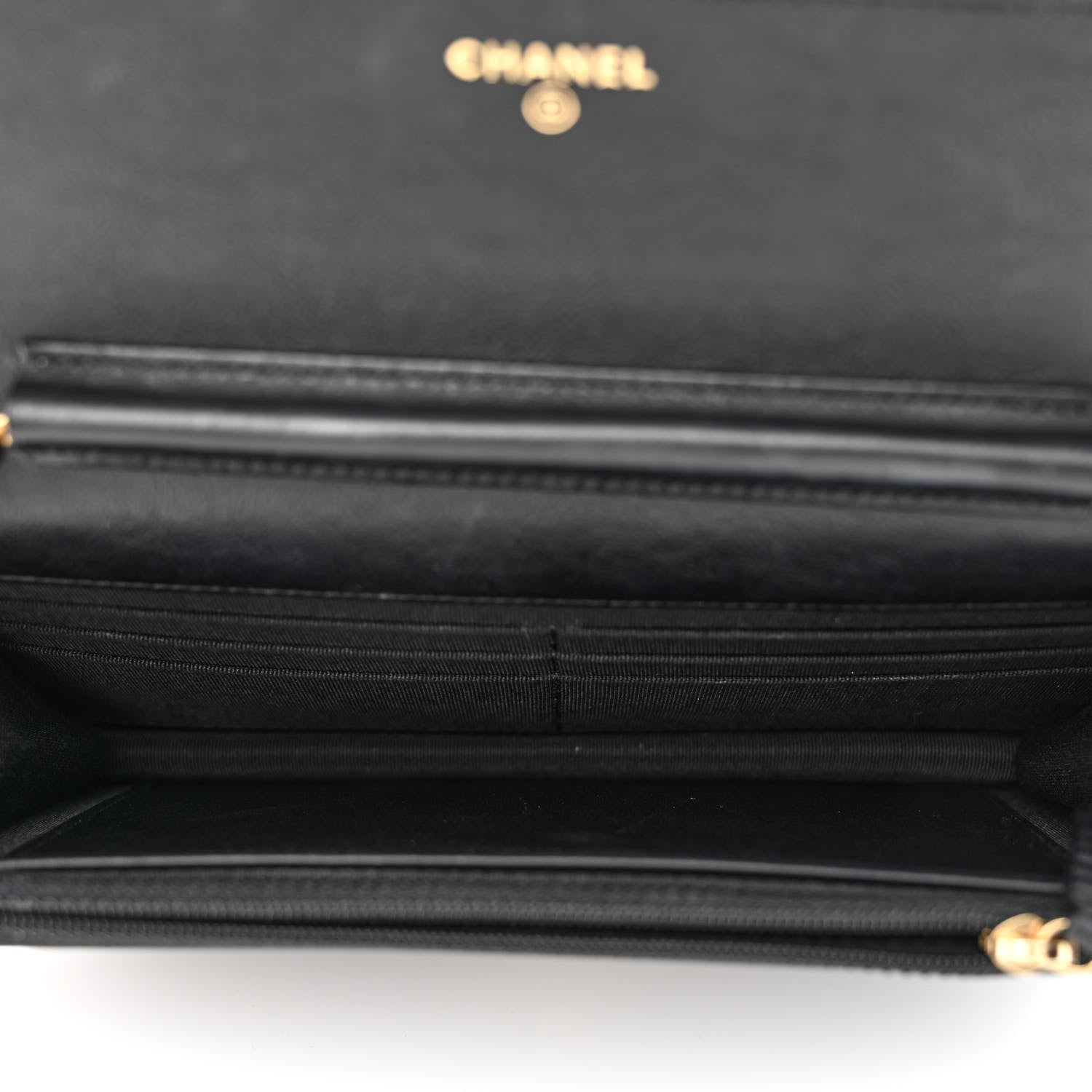 Chanel Crumpled Calfskin Chevron Quilted Wallet On Chain WOC Black 5 of 12