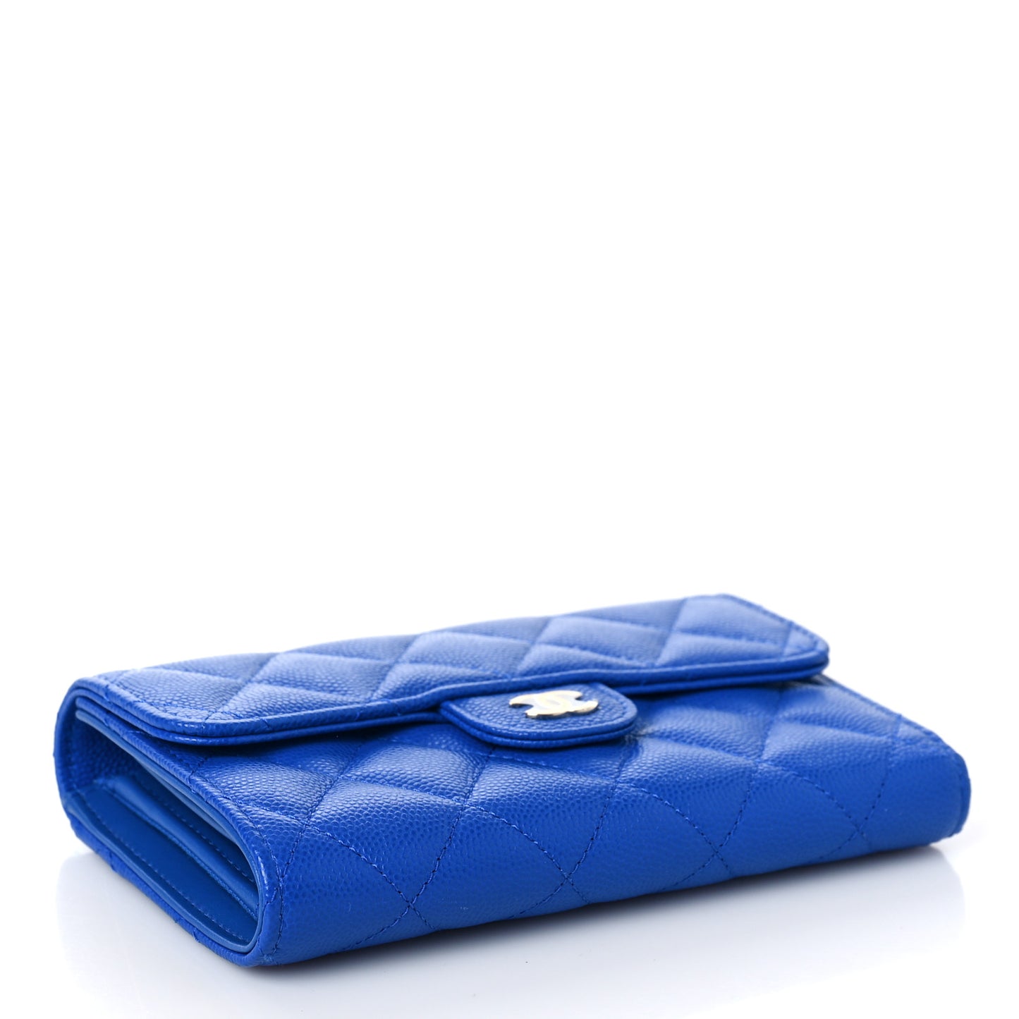 Caviar Quilted Medium Flap Wallet Blue