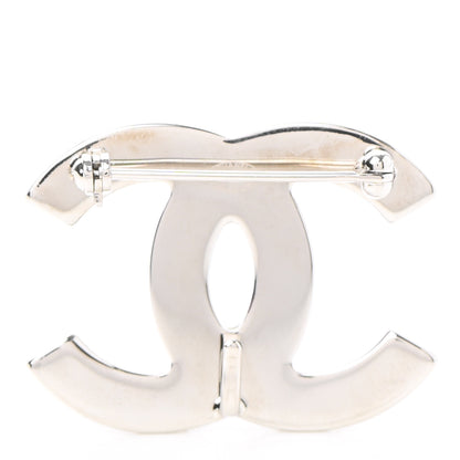 Chanel Metal Crystal CC Brooch Silver Black 3 of 4