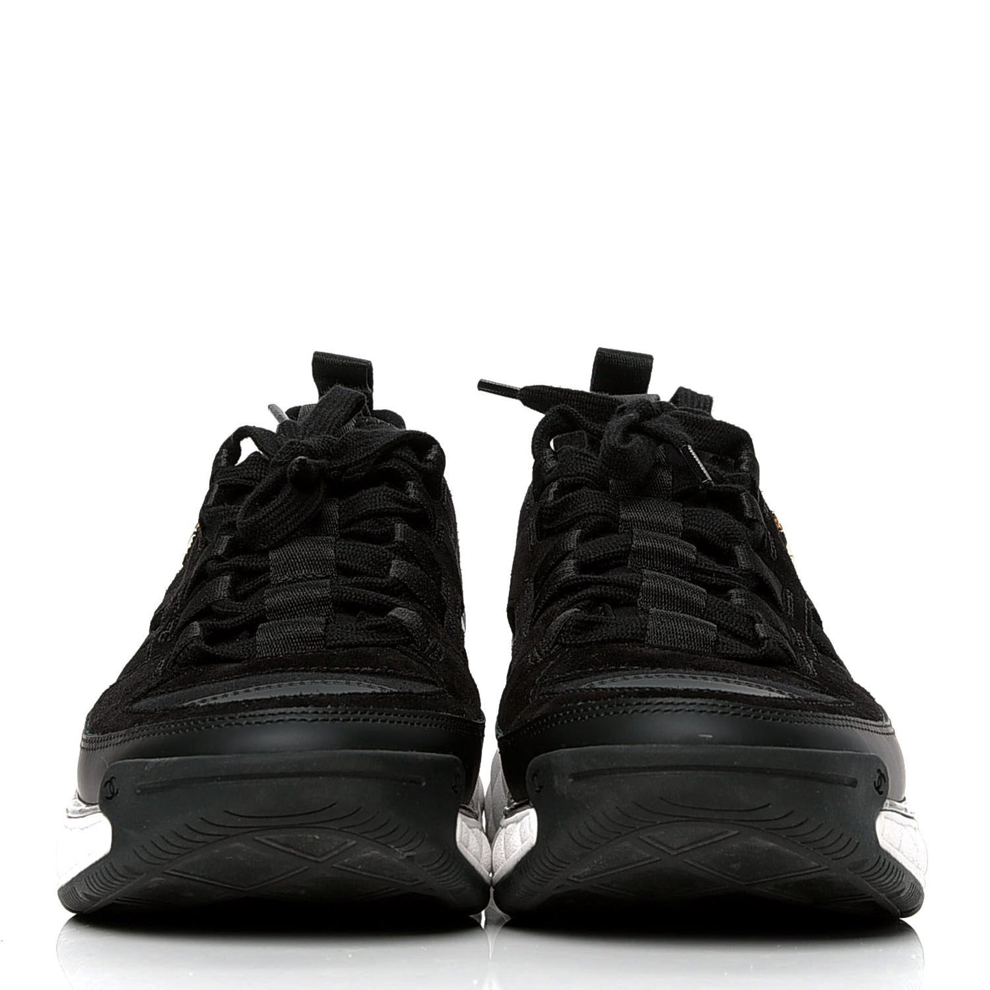 Fabric Calfskin Suede CC Sneakers 37.5 Black