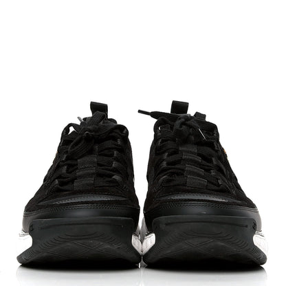 Chanel Fabric Calfskin Suede CC Sneakers 37.5 Black 2 of 4