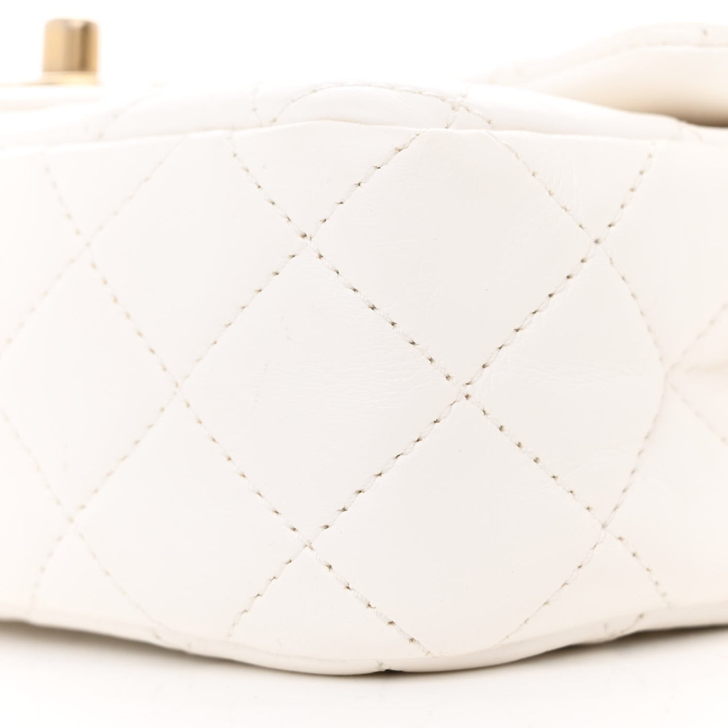 Lambskin Quilted Mini Rectangular Pearl Crush Flap White