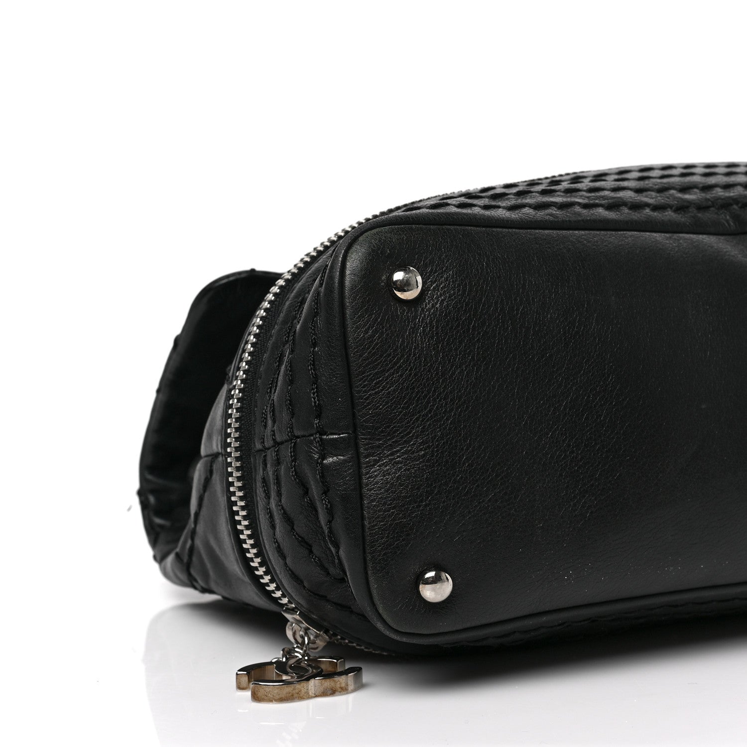 Chanel Calfskin Stitched Large Expandable Flap Bag Black 9 of 10