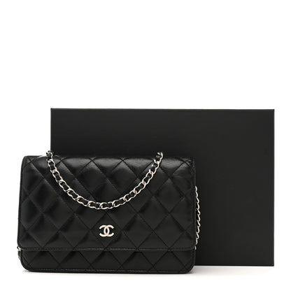 Chanel Lambskin Quilted Wallet On Chain WOC Black 13 of 13