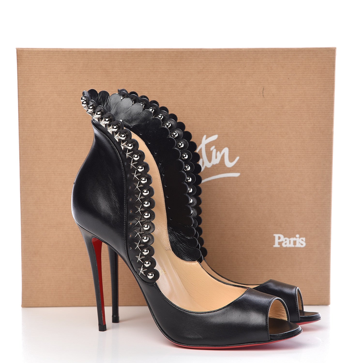 Christian Louboutin Shiny Nappa Roucouloucou 100 Pumps 39 Black Silver 9 of 9