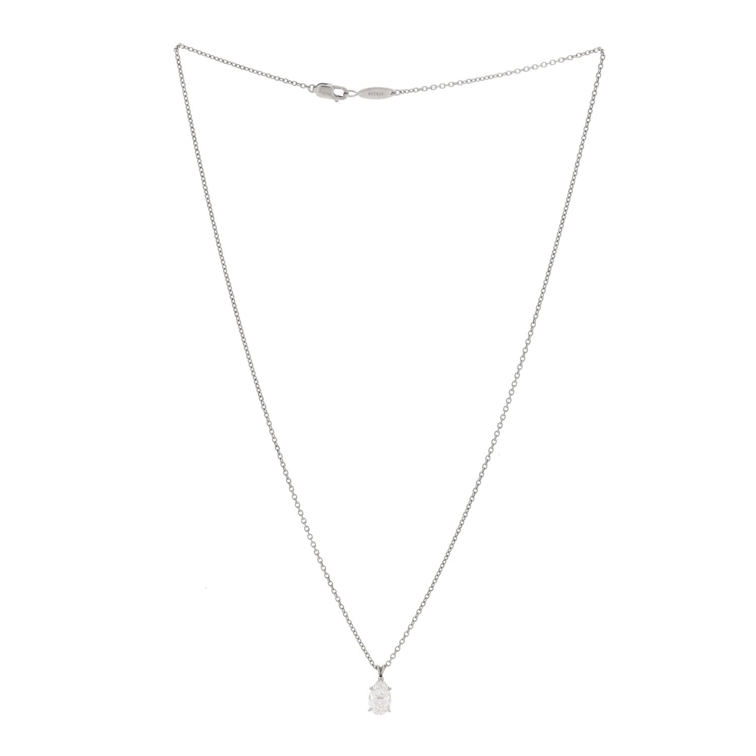 Harry Winston Platinum Diamond 1.01ct Pear Solitaire Pendant Necklace 3 of 6