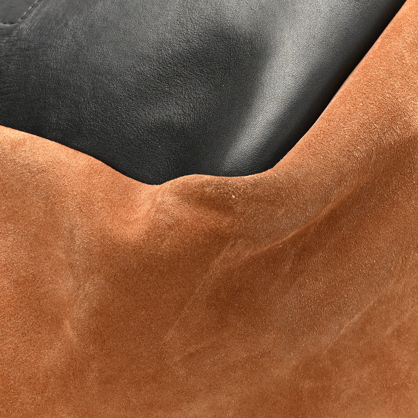 Smooth Calfskin Suede Shopping Tote Black Brown
