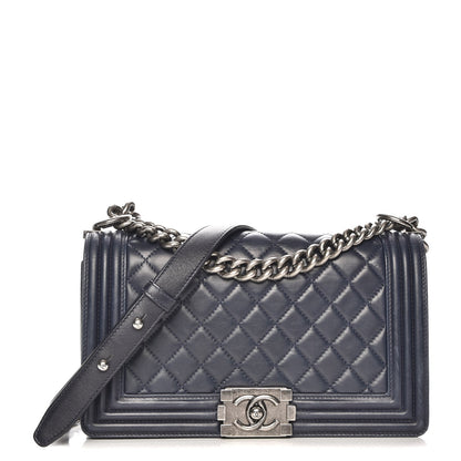 Chanel Lambskin Quilted Medium Boy Flap Dark Blue 1 of 13