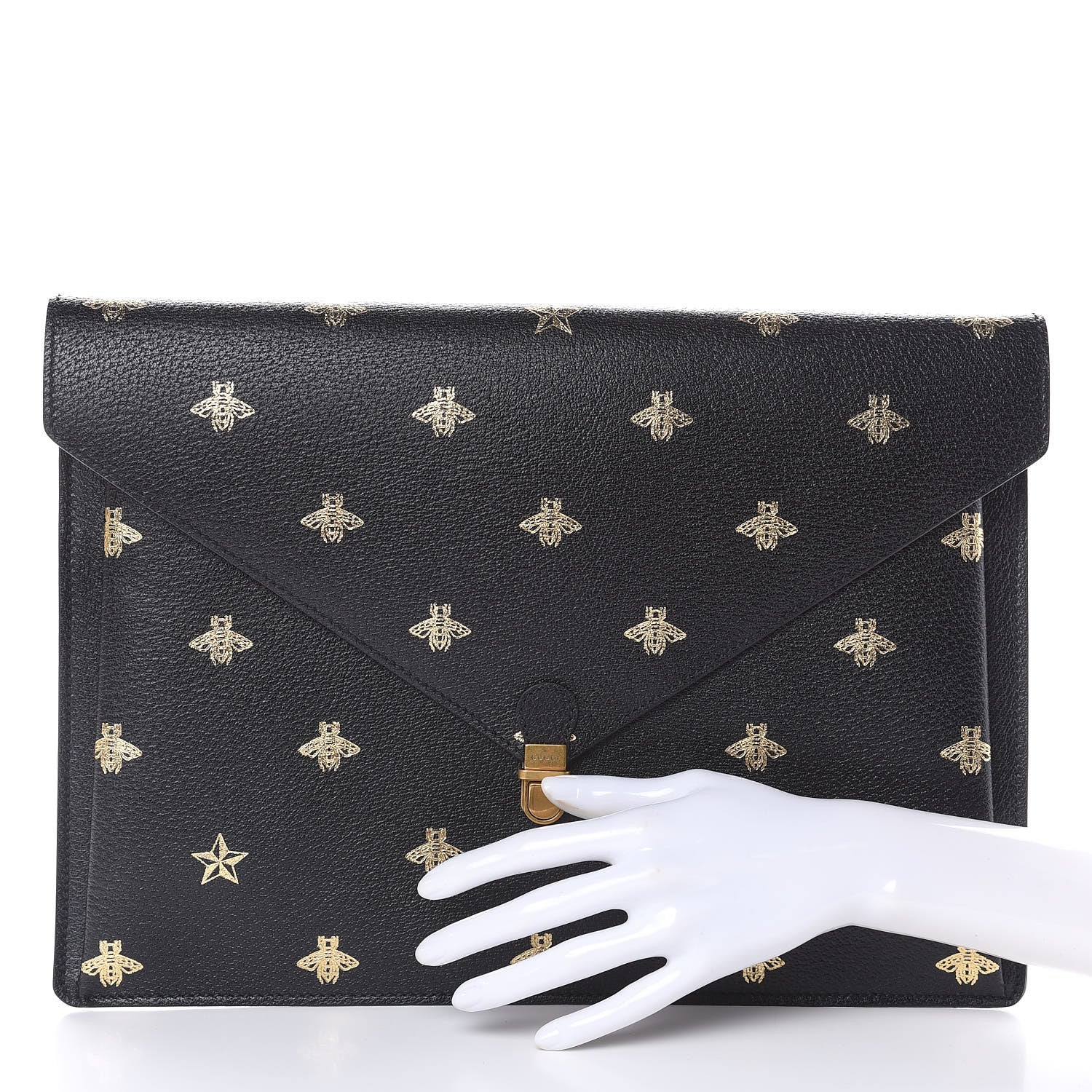 Gucci Grained Calfskin Bee Star Portfolio Black 2 of 8