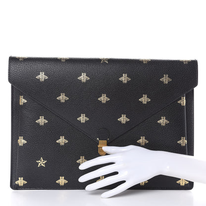 Gucci Grained Calfskin Bee Star Portfolio Black 2 of 8