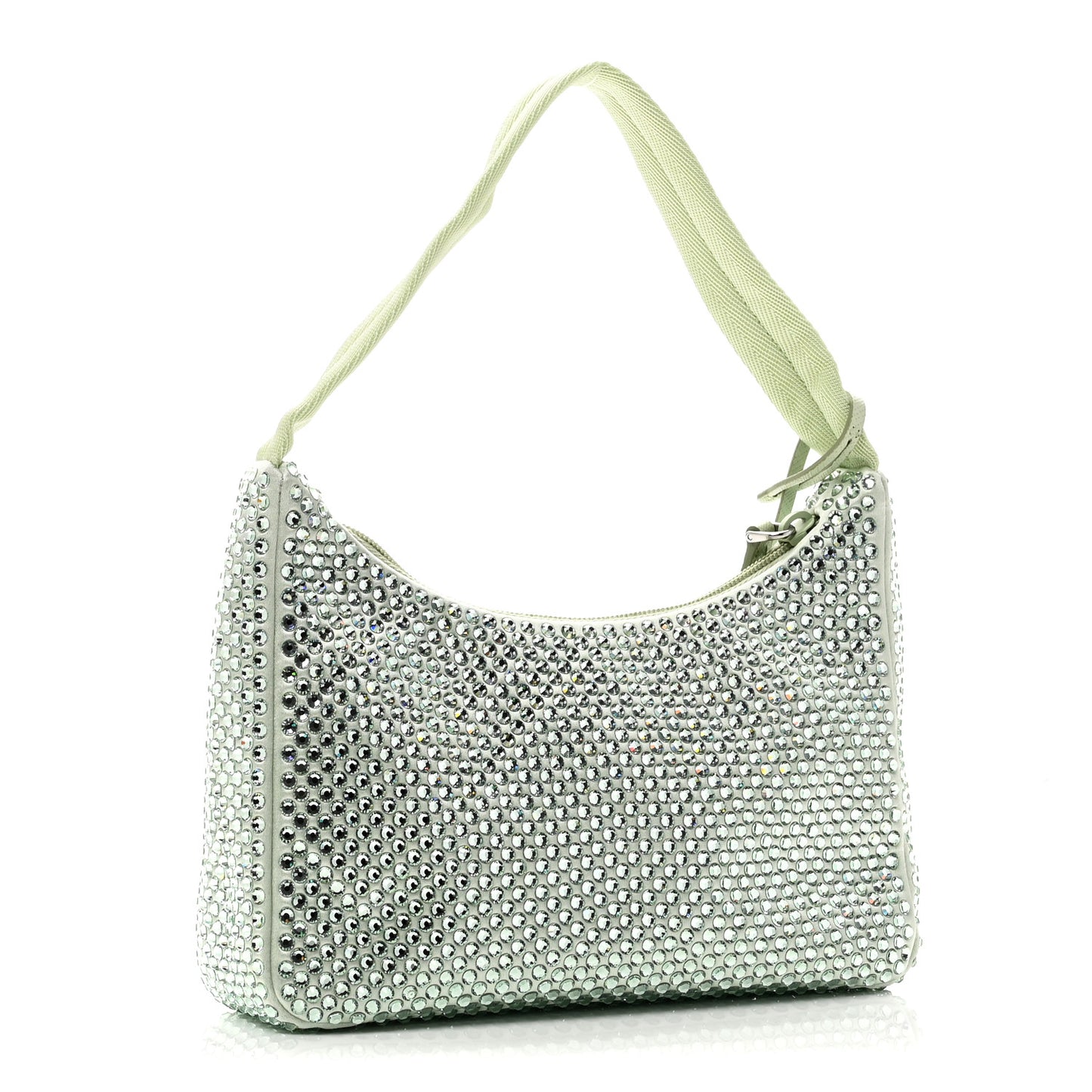 Satin Crystal Mini Re-Edition 2000 Bag Acqua