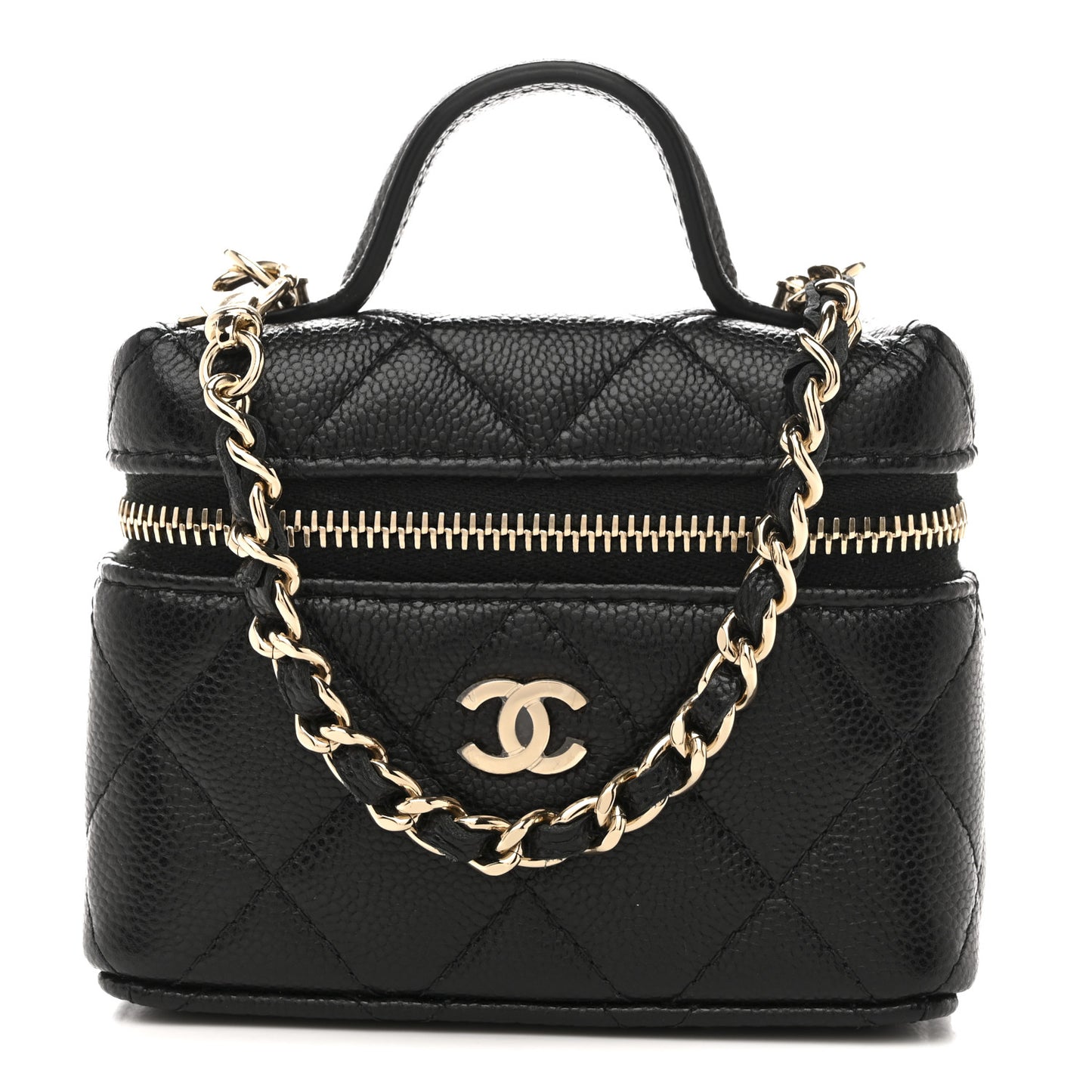 Caviar Quilted Mini Bag Charm With Chain Black