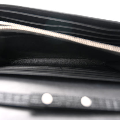 Saint Laurent Lambskin Lizard Embossed Classic Paris Chain Wallet Black 5 of 10
