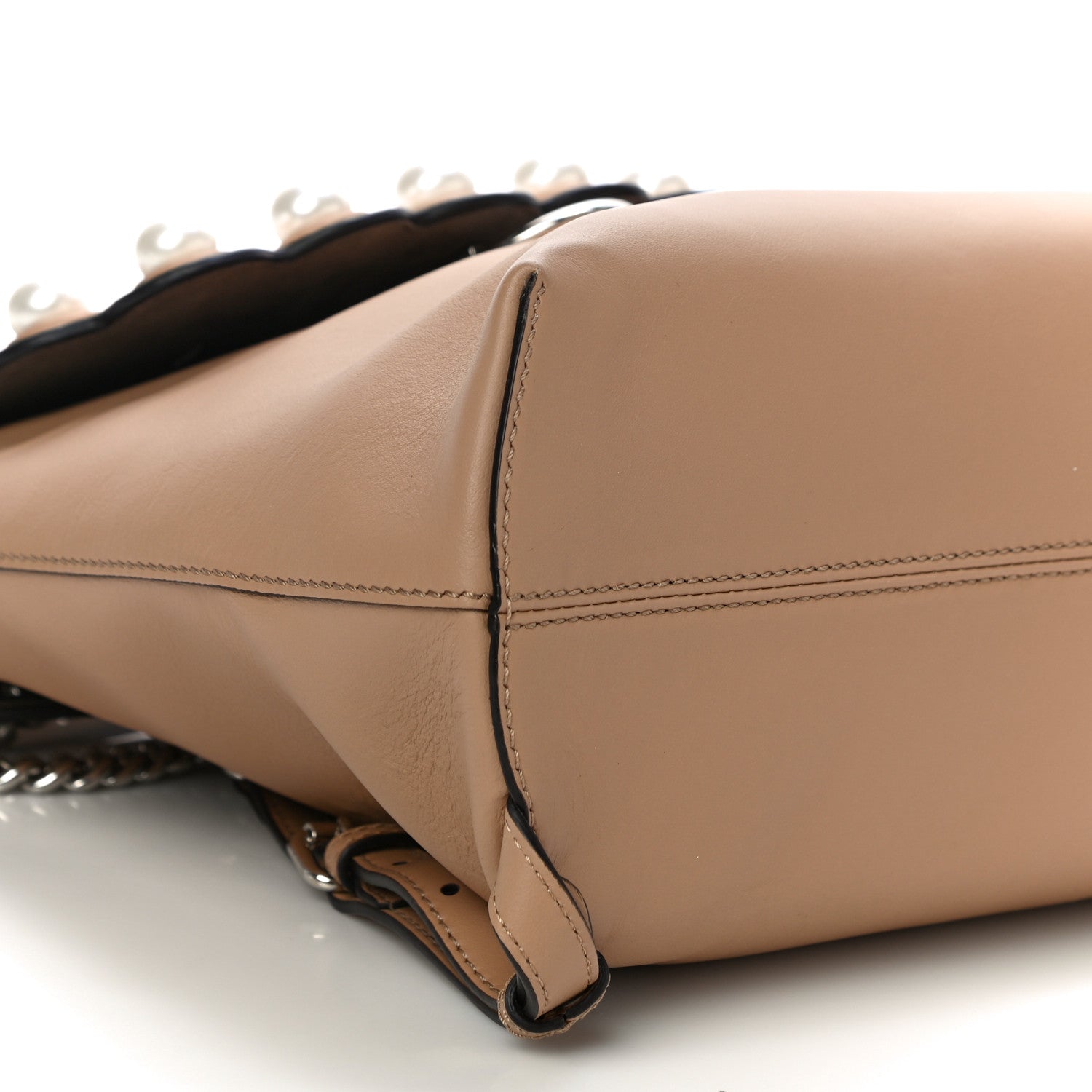 Fendi Vitello Century Pearl Bi-Color Scalloped Back to School Backpack Cuoio Camelia 8 of 9