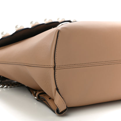 Fendi Vitello Century Pearl Bi-Color Scalloped Back to School Backpack Cuoio Camelia 8 of 9