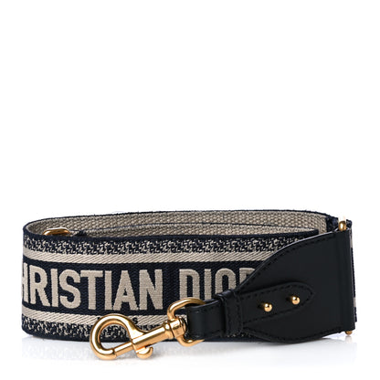 Christian Dior Canvas Embroidered Shoulder Strap Blue 2 of 12