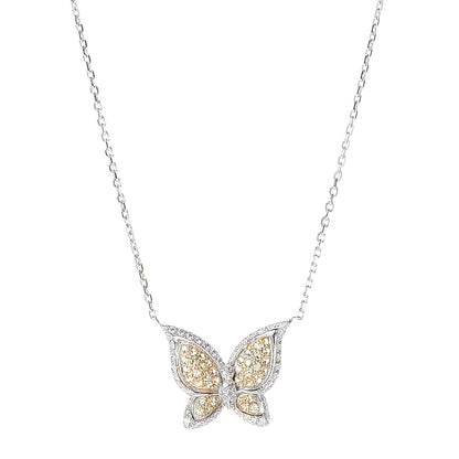 Chopard 18K White Yellow Gold Diamond Yellow Sapphire Butterfly Pendant Necklace 4 of 8